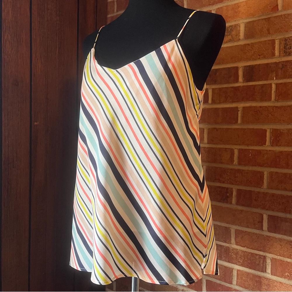 The Limited Women M Colorful Striped Lined Swing Cami Spaghetti Straps Y2K EUC